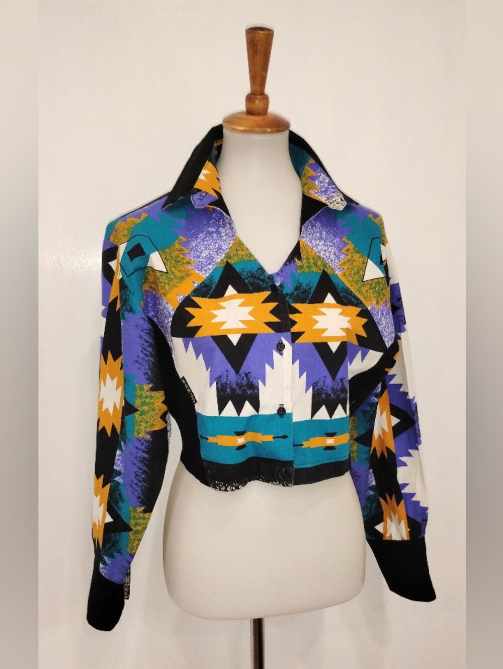 VINTAGE BANJO ROUND UP CROPPED BLOUSE NWOT